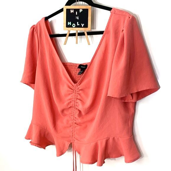 Forever 21 Peplum Cropped Blouse Rose Size 3X - Picture 4 of 8